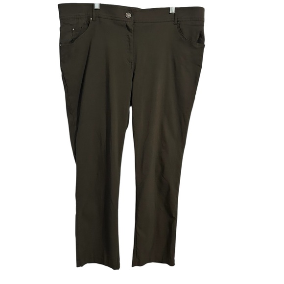 89th & Madison Olive Green Activewear Pants Straight Leg Slimming Size 20 - Picture 3 of 9